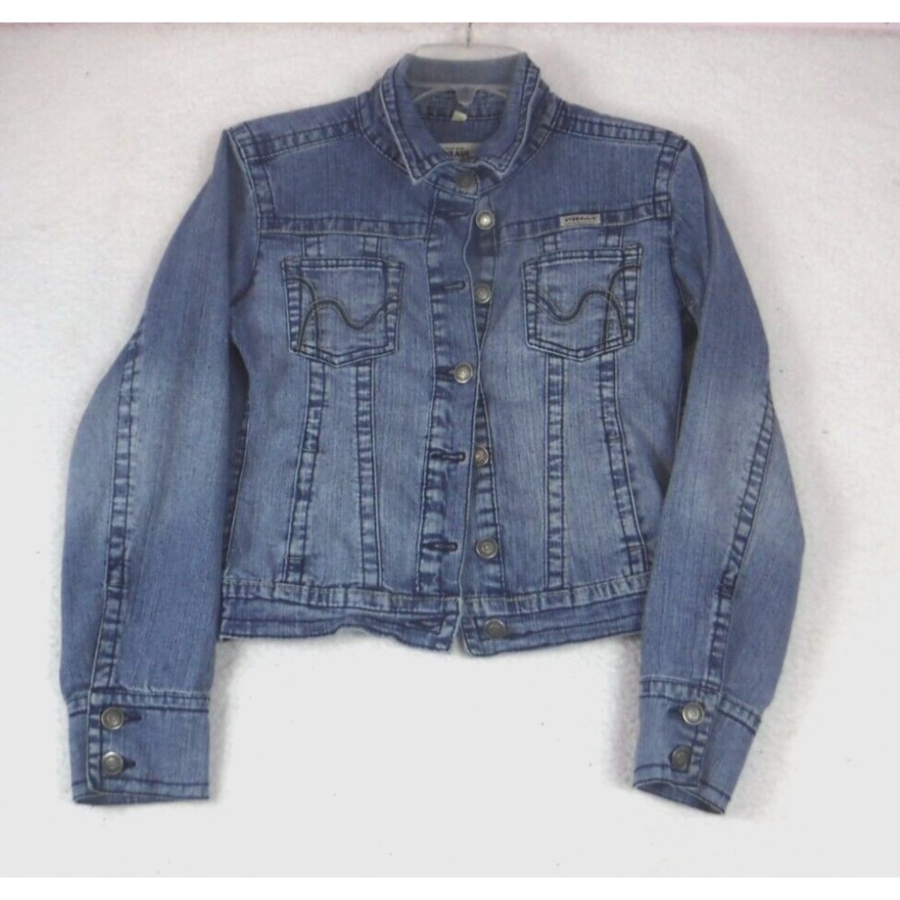Hydraulic Womens Blue Denim Jacket Medium Wash Stretch Button Up Size S